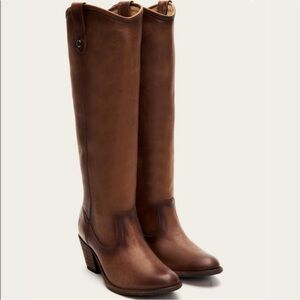 Frye Brown Jackie Button Leather Boots